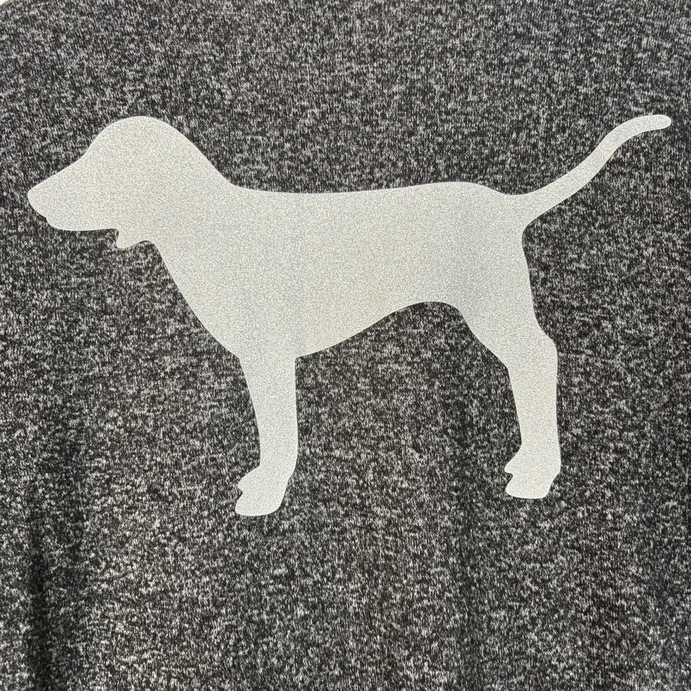 PINK Victoria's Secret‎ Womens Long Sleeve Sleepwear Top M Gray Glitter Dog Logo